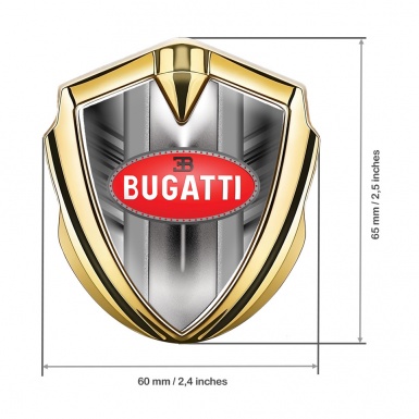 Bugatti Bodyside Domed Emblem Gold Striped Frame Classic Oval Logo