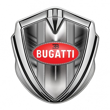 Bugatti Bodyside Domed Emblem Silver Striped Frame Classic Oval Logo