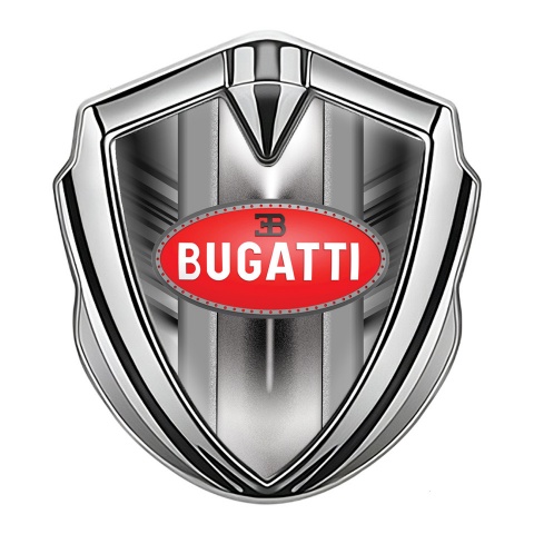 Bugatti Bodyside Domed Emblem Silver Striped Frame Classic Oval Logo
