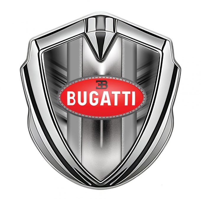 Bugatti Bodyside Domed Emblem Silver Striped Frame Classic Oval Logo