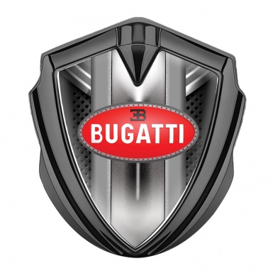 Bugatti 3d Emblem Badge Graphite Grey Fragments Perforated Frame