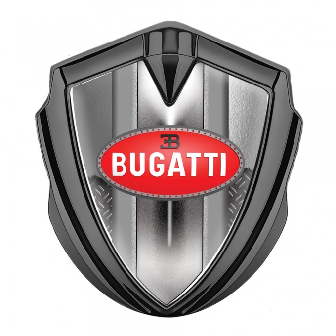 Bugatti Silicon Emblem Badge Graphite Treadplate Frame Classic Oval Logo