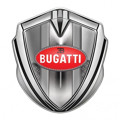 Bugatti Silicon Emblem Badge Silver Treadplate Frame Classic Oval Logo