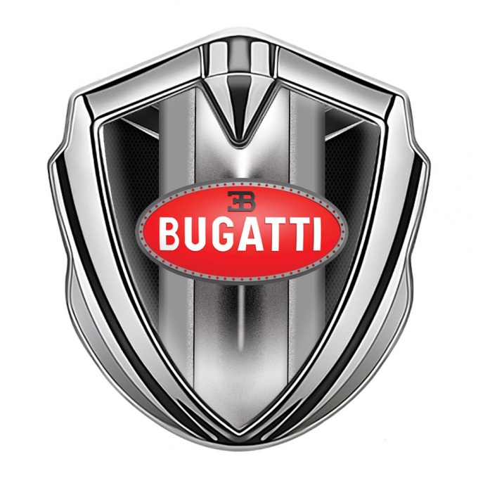 Bugatti Emblem Silicon Badge Silver Black Fishnet Classic Red Logo