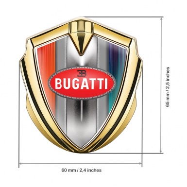 Bugatti Metal Domed Emblem Gold Multicolor Frame Classic Red Logo