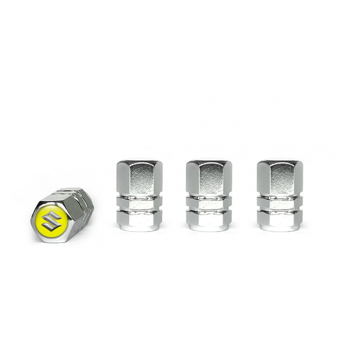 Suzuki Tyre Valve Caps Chrome 4 pcs Yellow