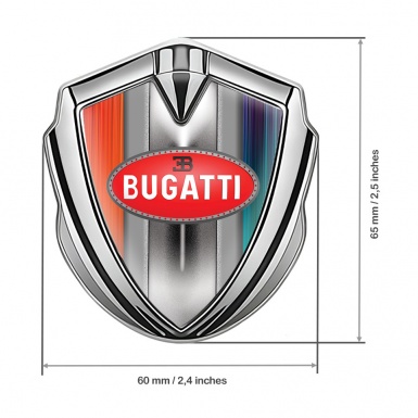 Bugatti Metal Domed Emblem Silver Multicolor Frame Classic Red Logo