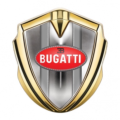 Bugatti Badge Self Adhesive Gold Polished Metal Classic Red Logo