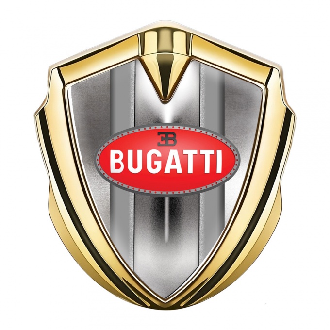 Bugatti Badge Self Adhesive Gold Polished Metal Classic Red Logo