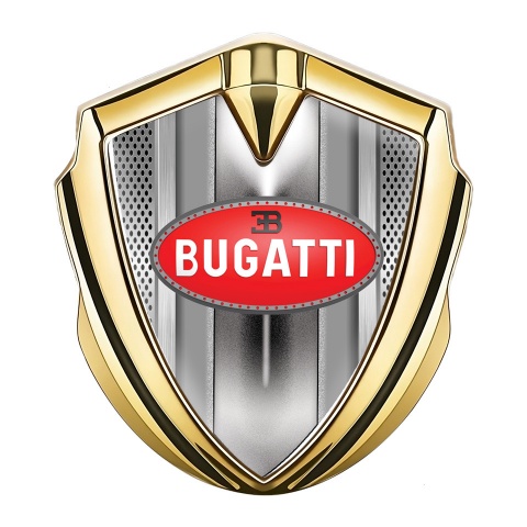 Bugatti Emblem Badge Self Adhesive Gold Light Grate Classic Red Logo