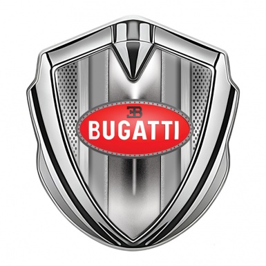 Bugatti Emblem Badge Self Adhesive Silver Light Grate Classic Red Logo