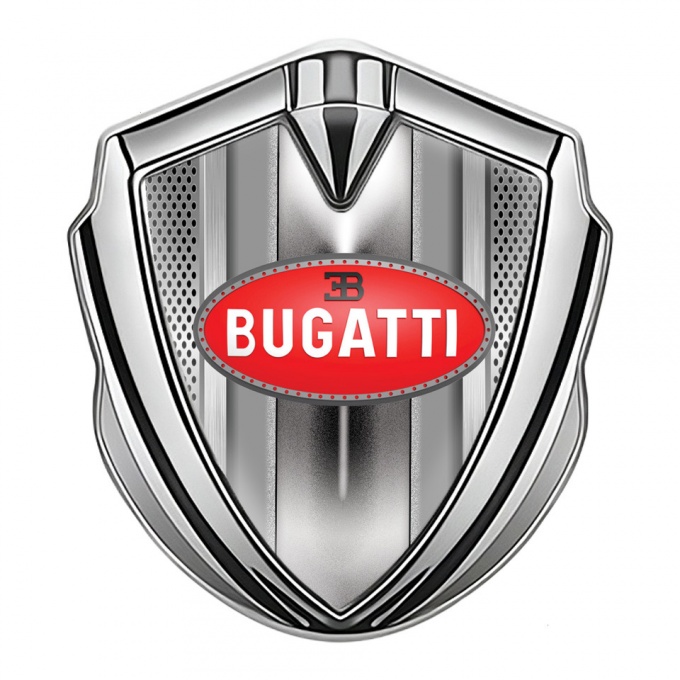 Bugatti Emblem Badge Self Adhesive Silver Light Grate Classic Red Logo