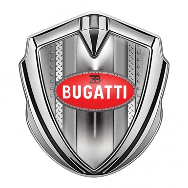 Bugatti Emblem Fender Badge Silver Rivet Frame Classic Red Logo