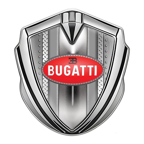Bugatti Emblem Fender Badge Silver Rivet Frame Classic Red Logo