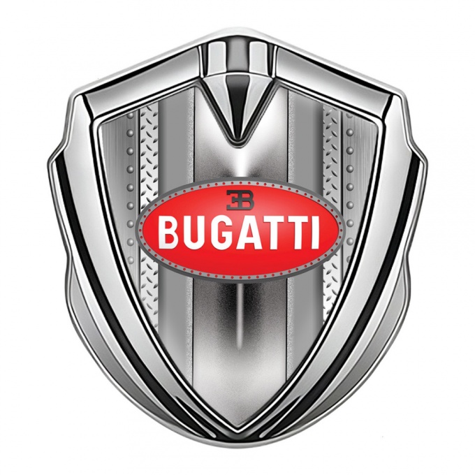 Bugatti Emblem Fender Badge Silver Rivet Frame Classic Red Logo