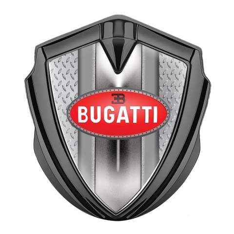 Bugatti Metal Emblem Self Adhesive Graphite Treadplate Classic Logo Design