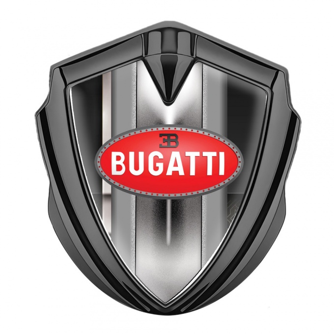 Bugatti Emblem Trunk Badge Graphite White Stripe Classic Logo Design