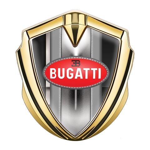 Bugatti Emblem Trunk Badge Gold White Stripe Classic Logo Design