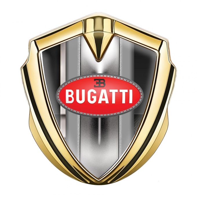 Bugatti Emblem Trunk Badge Gold White Stripe Classic Logo Design