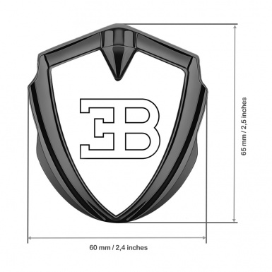 Bugatti Metal Emblem Badge Graphite White Print Outline Logo Design