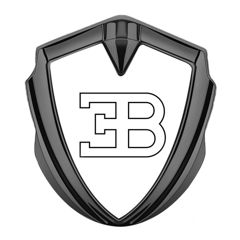 Bugatti Metal Emblem Badge Graphite White Print Outline Logo Design