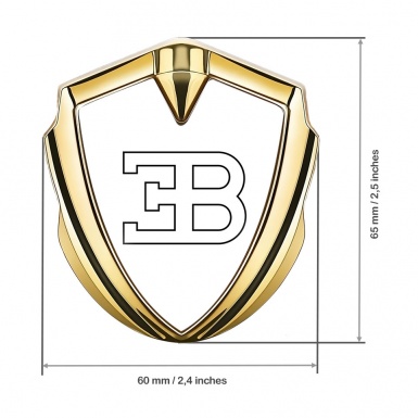 Bugatti Metal Emblem Badge Gold White Print Outline Logo Design