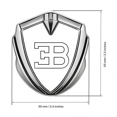 Bugatti Metal Emblem Badge Silver White Print Outline Logo Design