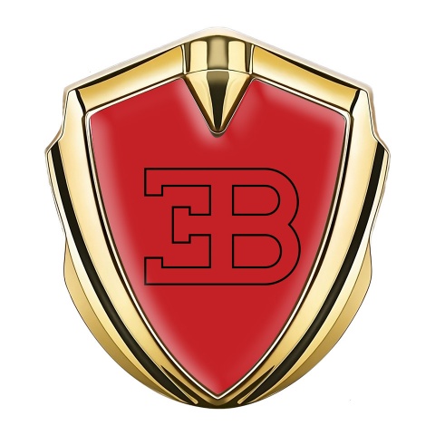 Bugatti Domed Emblem Badge Gold Red Print Outline Logo Design