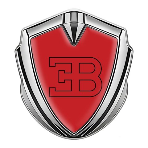 Bugatti Domed Emblem Badge Silver Red Print Outline Logo Design