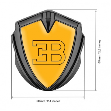 Bugatti Emblem Ornament Badge Graphite Yellow Print Outline Logo Design