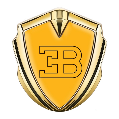 Bugatti Emblem Ornament Badge Gold Yellow Print Outline Logo Design