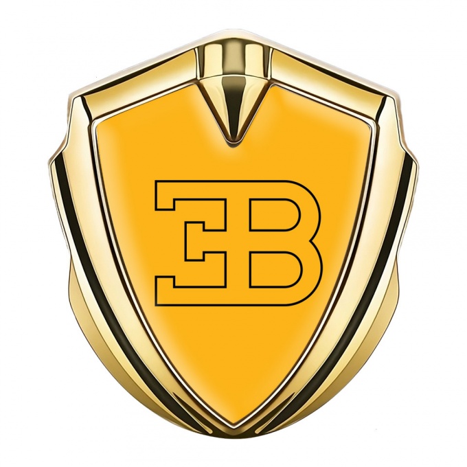 Bugatti Emblem Ornament Badge Gold Yellow Print Outline Logo Design