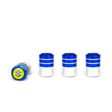 Suzuki Tyre Valve Caps Blue - Aluminium 4 pcs Yellow
