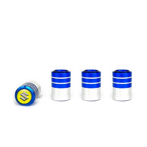 Suzuki Tyre Valve Caps Blue - Aluminium 4 pcs Yellow