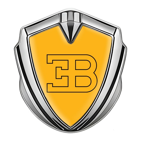 Bugatti Emblem Ornament Badge Silver Yellow Print Outline Logo Design