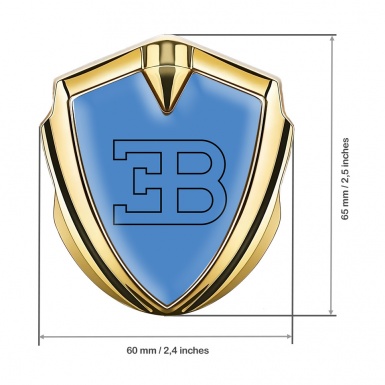 Bugatti Emblem Metal Badge Gold Blue Fill Outline Logo Edition