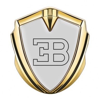 Bugatti 3d Emblem Badge Gold Grey Background Outline Logo Edition