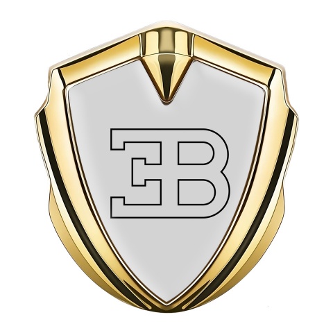 Bugatti 3d Emblem Badge Gold Grey Background Outline Logo Edition
