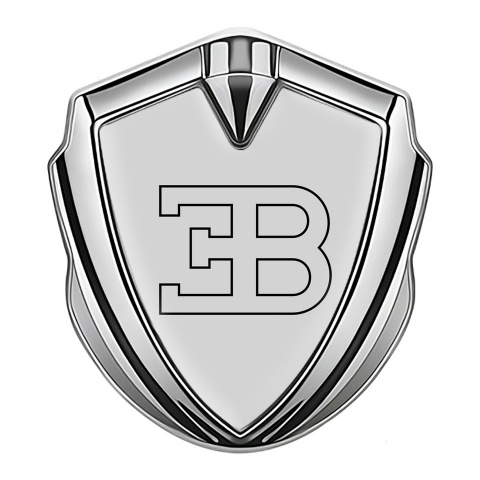 Bugatti 3d Emblem Badge Silver Grey Background Outline Logo Edition