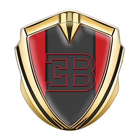 Bugatti Emblem Badge Self Adhesive Gold Crimson Base Red Outline Logo