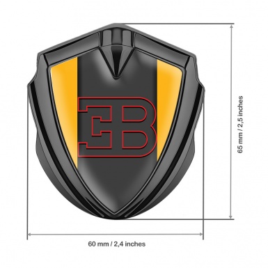 Bugatti Emblem Fender Badge Graphite Yellow Print Red Outline Edition