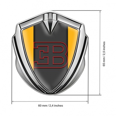 Bugatti Emblem Fender Badge Silver Yellow Print Red Outline Edition