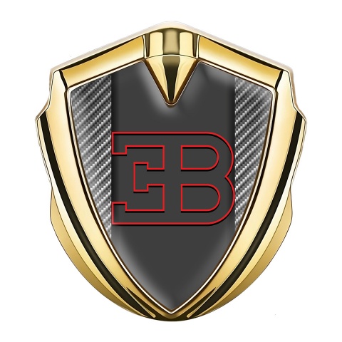 Bugatti Metal Emblem Self Adhesive Gold Light Carbon Red Outline Edition