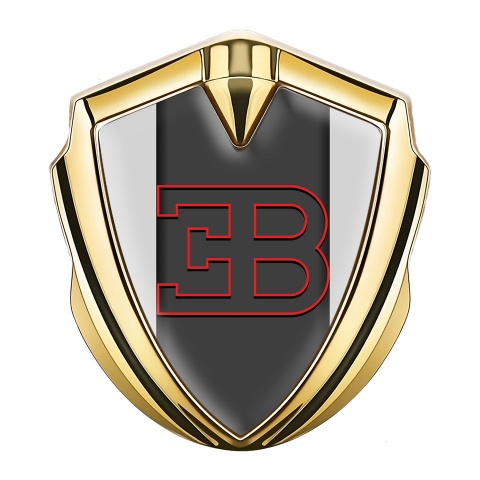 Bugatti Emblem Self Adhesive Gold Grey Frame Red Outline Edition