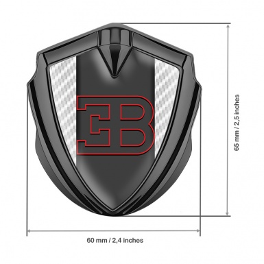 Bugatti Domed Emblem Badge Graphite White Carbon Red Outline Logo