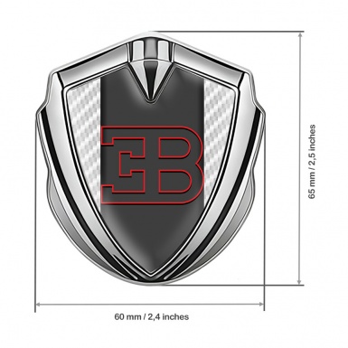 Bugatti Domed Emblem Badge Silver White Carbon Red Outline Logo