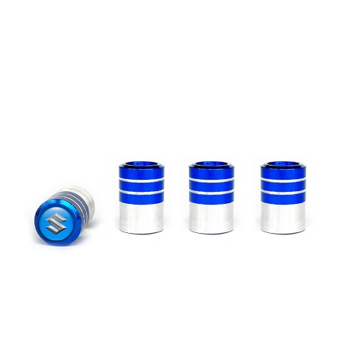 Suzuki Tyre Valve Caps Blue - Aluminium 4 pcs Blue