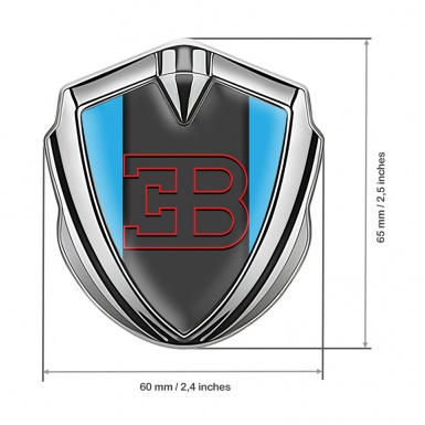 Bugatti Emblem Metal Badge Silver Glacial Blue Red Logo Edition