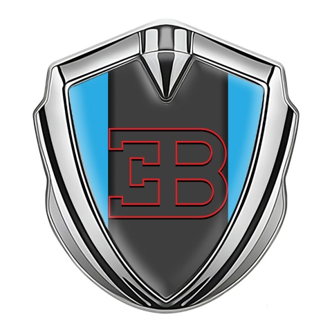 Bugatti Emblem Metal Badge Silver Glacial Blue Red Logo Edition