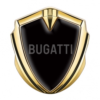 Bugatti 3d Emblem Badge Gold Black Background Grey Logo Design